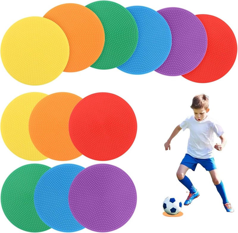 Ranjaner 12pcs 4inch Non-Slip Spot Marker, Poly Spot Markers for Agility Dot for Gym/PE Training, Rubber Circles Multiple Color Sports Markers for Sports Speed Training - Image 1